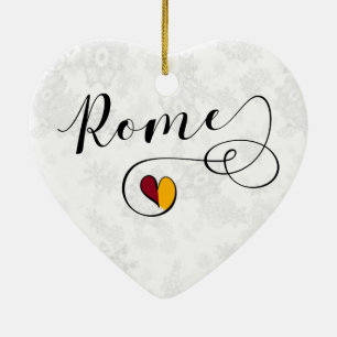 En Céramique Coeur de Rome, ornement d'arbre de Noël, Italie
