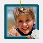 En Céramique Coquillages Noël Ornement photo Mer Bleu (Devant)