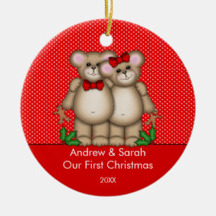 En Céramique Couples mignons d'ours notre premier ornement de