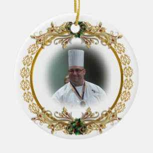En Céramique couronne d'or de Noël ornement photo,