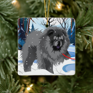 En Céramique DE L'AUTRE CÔTÉ DE LA RIVIÈRE Black Chow Ornement