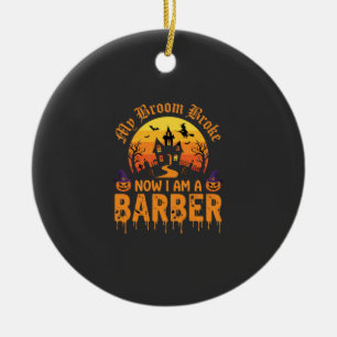 En Céramique Décoration de barbier d'Halloween Sorcière Balai C
