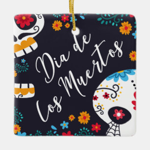 En Céramique Dia de los Muertos coloré   Ornement