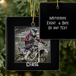 En Céramique Dirt Bike Rider Boys Photo Carré Ornement