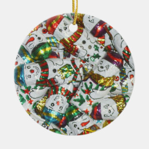 En Céramique Doux ornement Snowmen rond