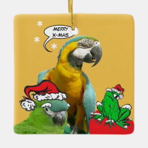 En Céramique Drôle Parrot Parler Joyeux Ornement X-Mas