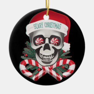 En Céramique Effrayant Noël Drôle Ornement crâne