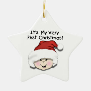 En Céramique Ęr ornement de souvenir de Noël de bébé asiati