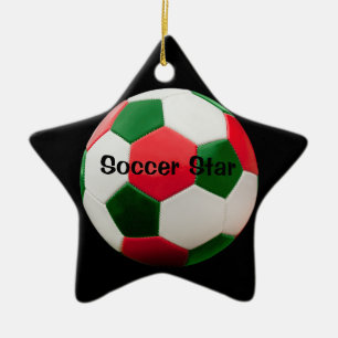 En Céramique Étoile de football, Couleurs de Noël, Ornement