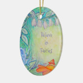 En Céramique Fées dans le jardin Personnalisé Ornement ovale (Gauche)
