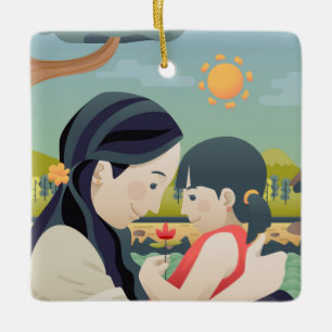 En Céramique Fête de la mère et de l'enfant Ornement