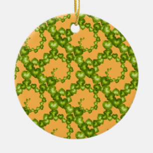 En Céramique Frottes cardiaques, ORNEMENT VERT-ORANGE-ROND