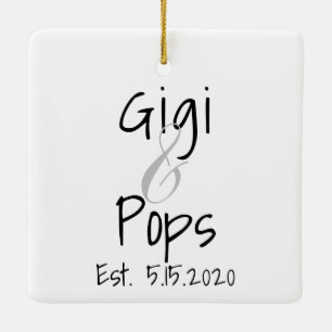 En Céramique Gigi et Pops Premier ornement de grand-enfant