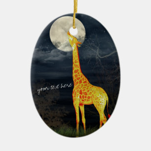 En Céramique Giraffe et Lune   Décoration personnalisée