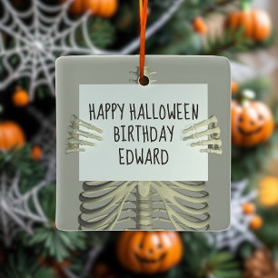 En Céramique Halloween Anniversaire Squelette Photo Ornement