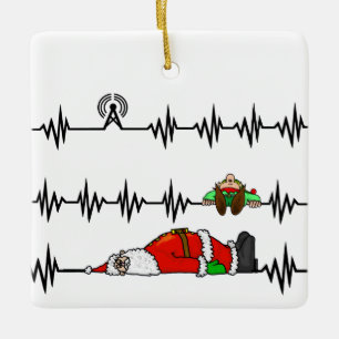 En Céramique Ham Radio Père Noël Elf Fréquence Ornement de N