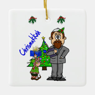 En Céramique Homme juif Elf Chrismukkah Ornement