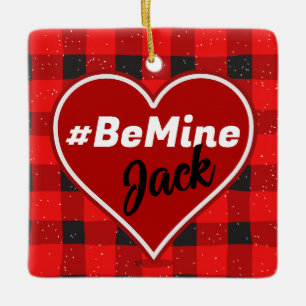 En Céramique I ♥ U I Love You Buffalo Plaid Ornement