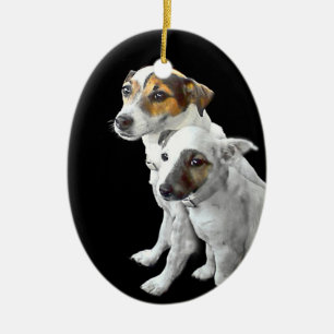 En Céramique Jack Russell Terrier Ornement Deux