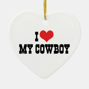 En Céramique J'aime mon ornement de cowboy