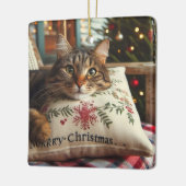 En Céramique Joli Chat Ornement Joyeux Noël (Gauche)