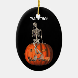 En Céramique Jote squelette Citrouille Ornement d'Halloween