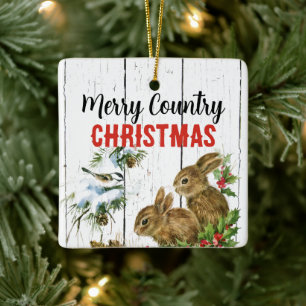 En Céramique Joyeux Noël Campagne Ajouter un Nom Ornement
