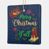 En Céramique Joyeux Noël Y'all Noël Ornement (Gauche)