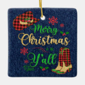 En Céramique Joyeux Noël Y'all Noël Ornement (Devant)
