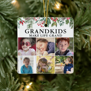 En Céramique Les petits-enfants font la vie Grand Noël Ornement