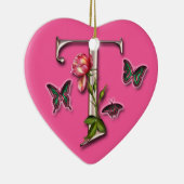 EN CÉRAMIQUE LETTRE T - ORNEMENT DE MONOGRAMME DE COEUR (Droite)