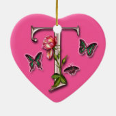 EN CÉRAMIQUE LETTRE T - ORNEMENT DE MONOGRAMME DE COEUR (Dos)