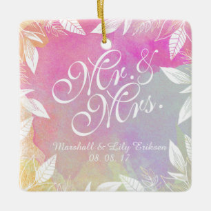 En Céramique Mariage d'aquarelle personnalisé Ornement