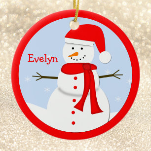 En Céramique Nom Personnalisé Noël Snowman Ornement