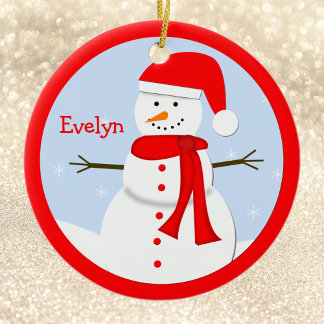 En Céramique Nom Personnalisé Noël Snowman Ornement