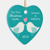 En Céramique Notre premier de Noël ornement d'inséparables (Droite)