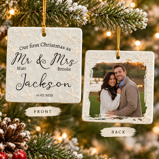 En Céramique Notre Premier Noël Ornement de Photo Monsieur & Ma