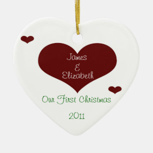 En Céramique Notre premier ornement de coeur de Noël