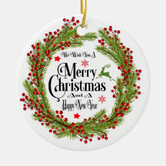 En Céramique Nous vous souhaitons un Joyeux Noël ornement rond