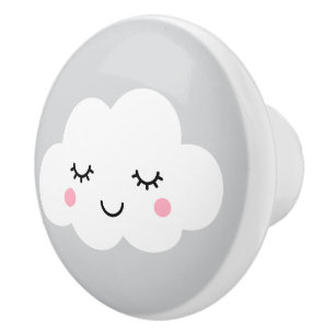 En Céramique Nuage de sommeil sur le bouton de porte gris