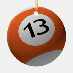 EN CÉRAMIQUE ORNEMENT 13 (TREIZE) DE NOËL DE BOULE DE BILLARD