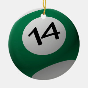 EN CÉRAMIQUE ORNEMENT 14 (QUATORZE) DE NOËL DE BOULE DE BILLAR