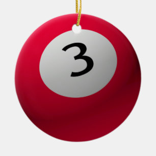 EN CÉRAMIQUE ORNEMENT 3 (TROIS) DE BILLARD/DE NOËL BOULE DE