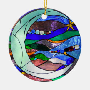 En Céramique Ornement accrochant de lune