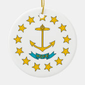 En Céramique Ornement avec drapeau de Rhode Island (Devant)