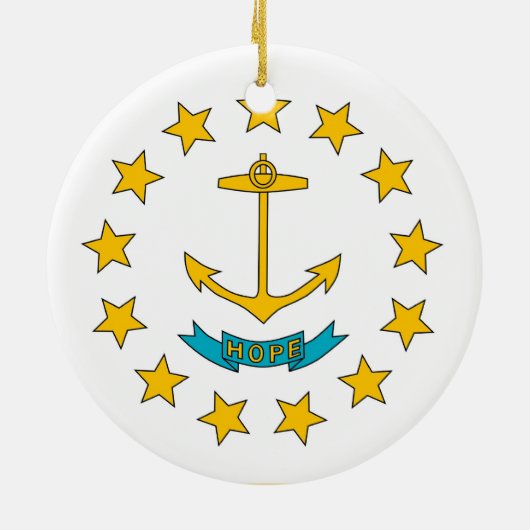 En Céramique Ornement avec drapeau de Rhode Island (Dos)