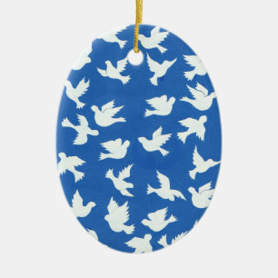 En Céramique Ornement blanc de colombes