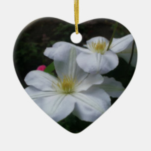 En Céramique Ornement blanc de fleur de paires de clématite