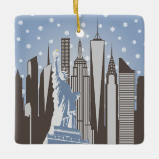 En Céramique Ornement carré de flocons de neige de NYC