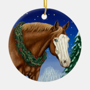 En Céramique Ornement chauve de vacances de cheval de visage